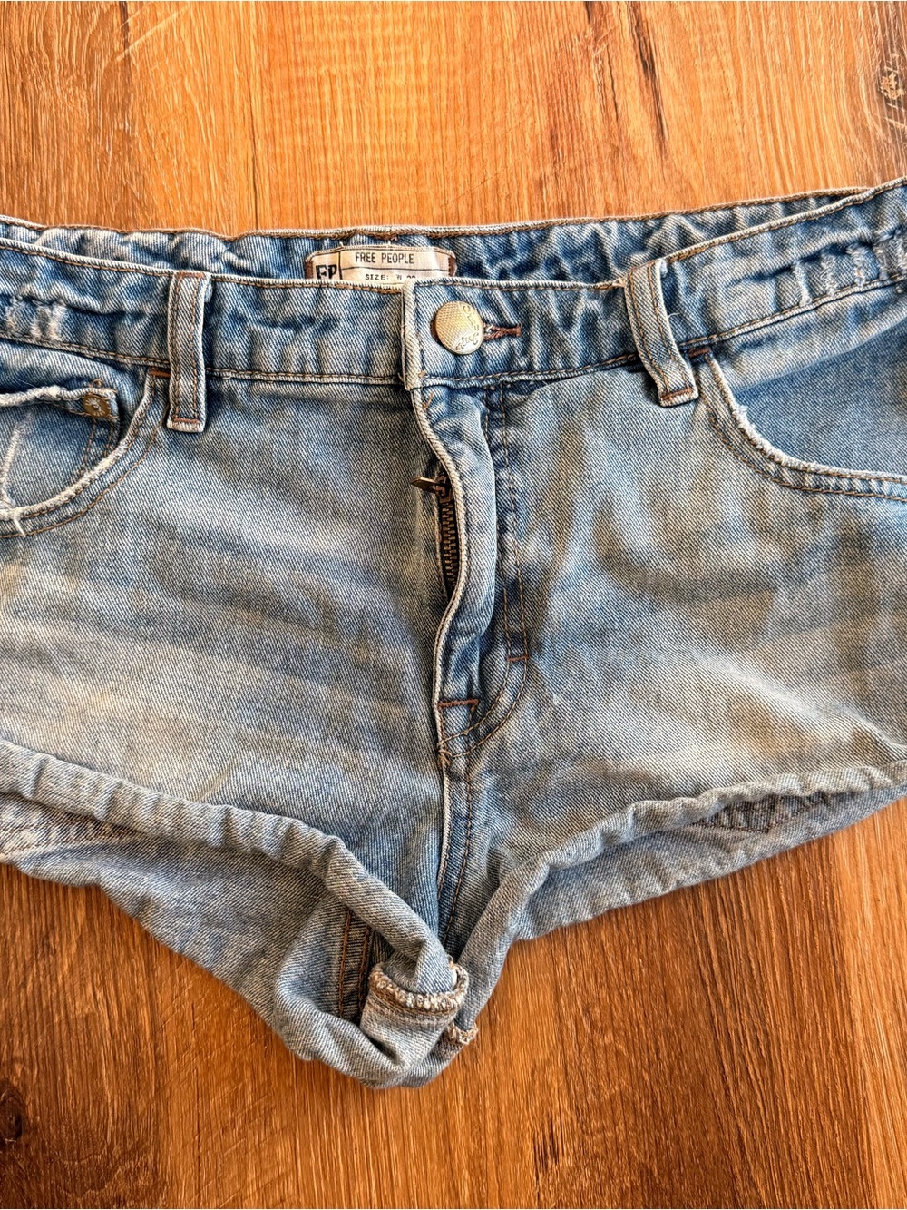 Free People Washed Light Blue Denim Cutoff Shorts - Size 28